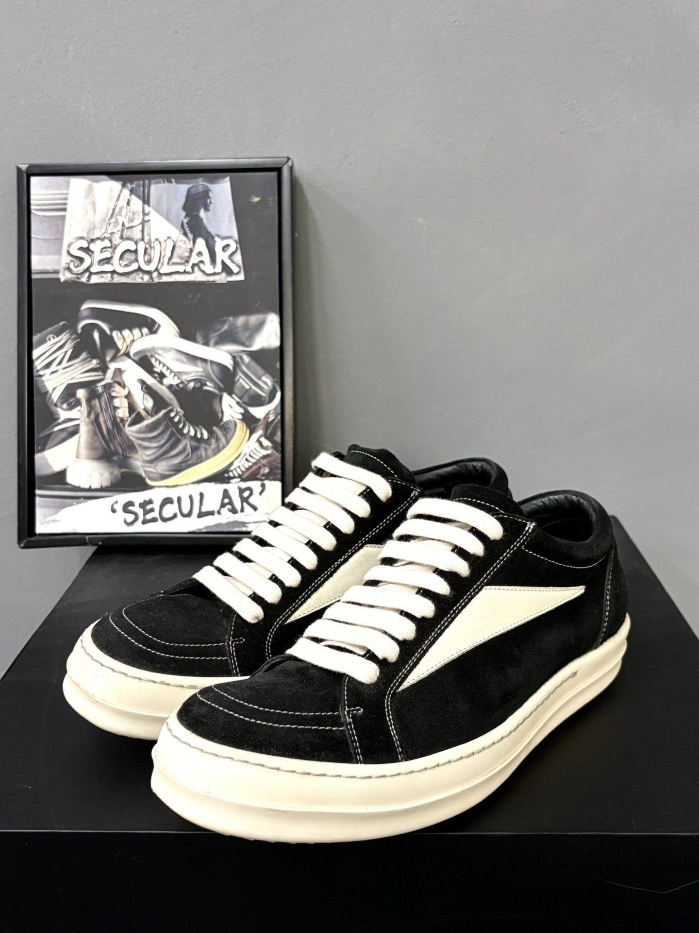 Rick Owens Main Line Black Suede Sneakers 41