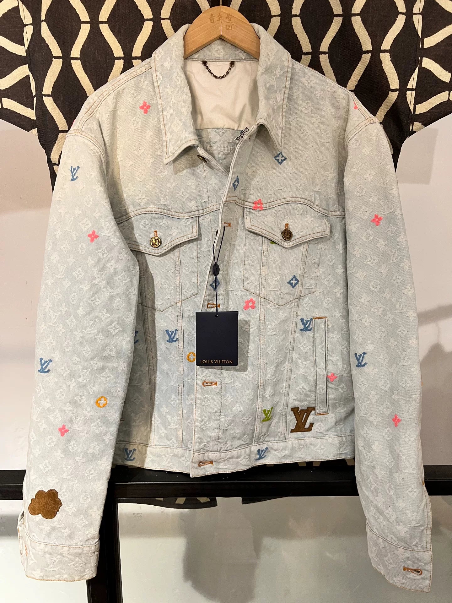 louis vuitton x tyler logo embroidered denim jacket