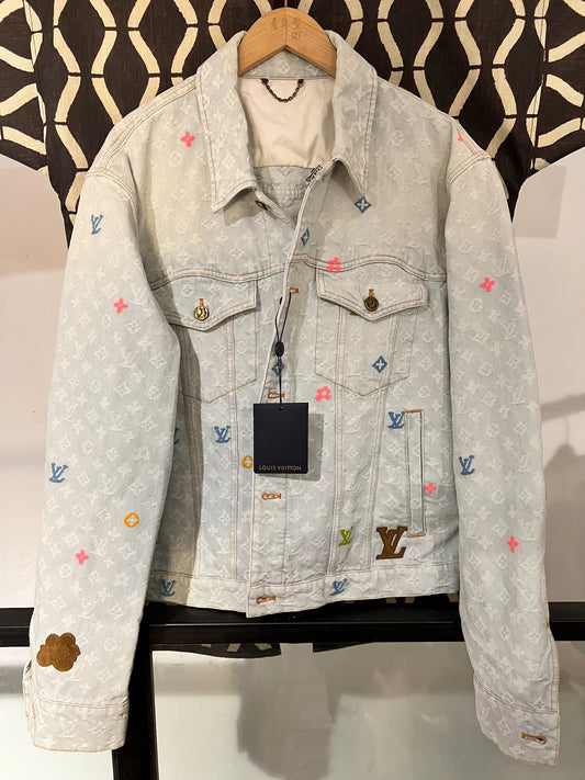 louis vuitton x tyler logo embroidered denim jacket