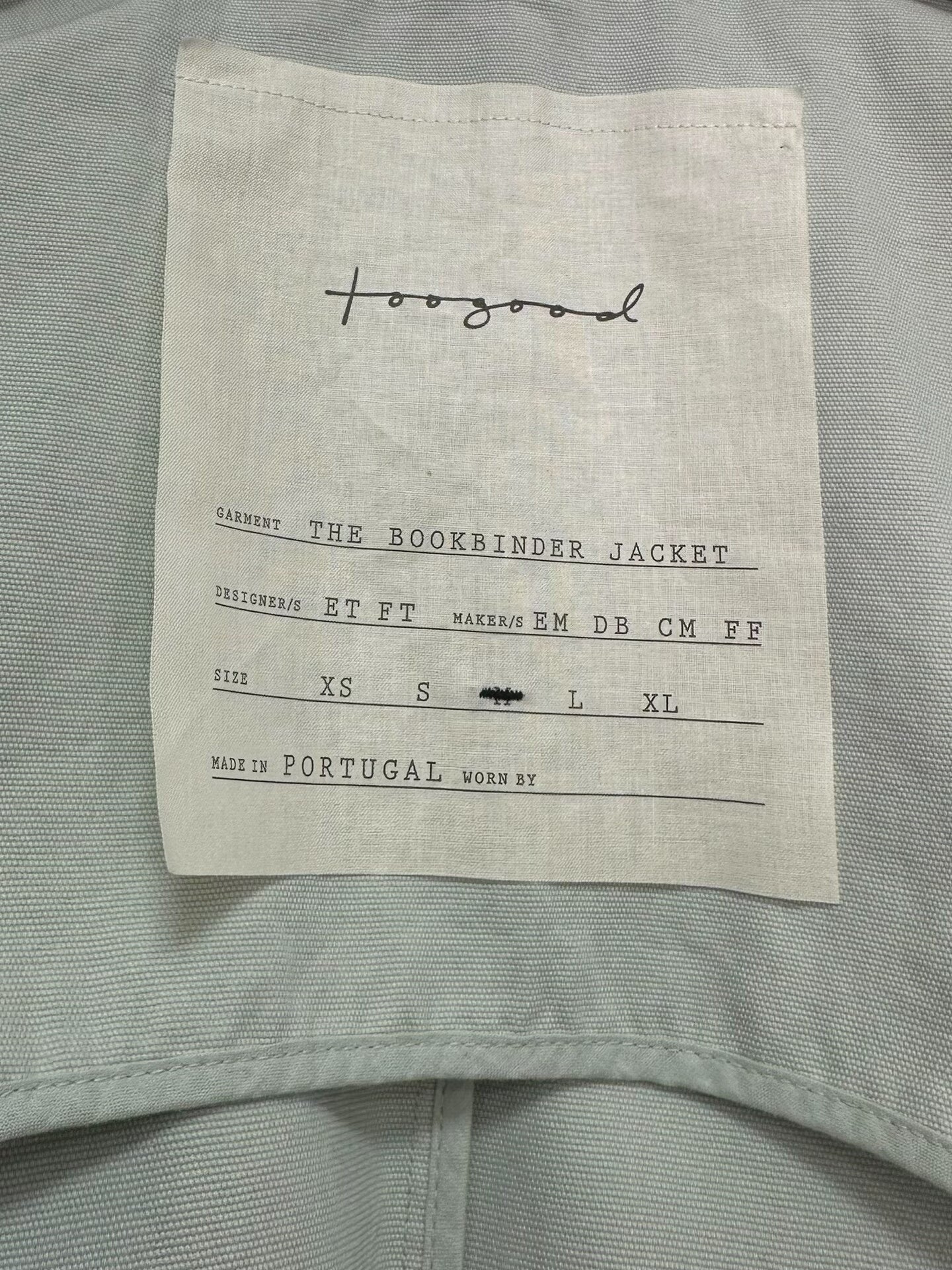 toogood bookbinder jacket in light gray