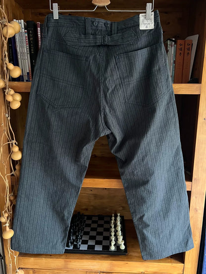 vintage striped suspenders pants for men