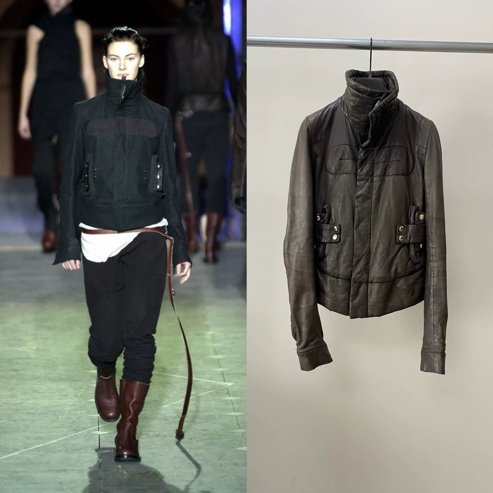 Rick Owens 2003 Fall Stand Collar Leather Jacket