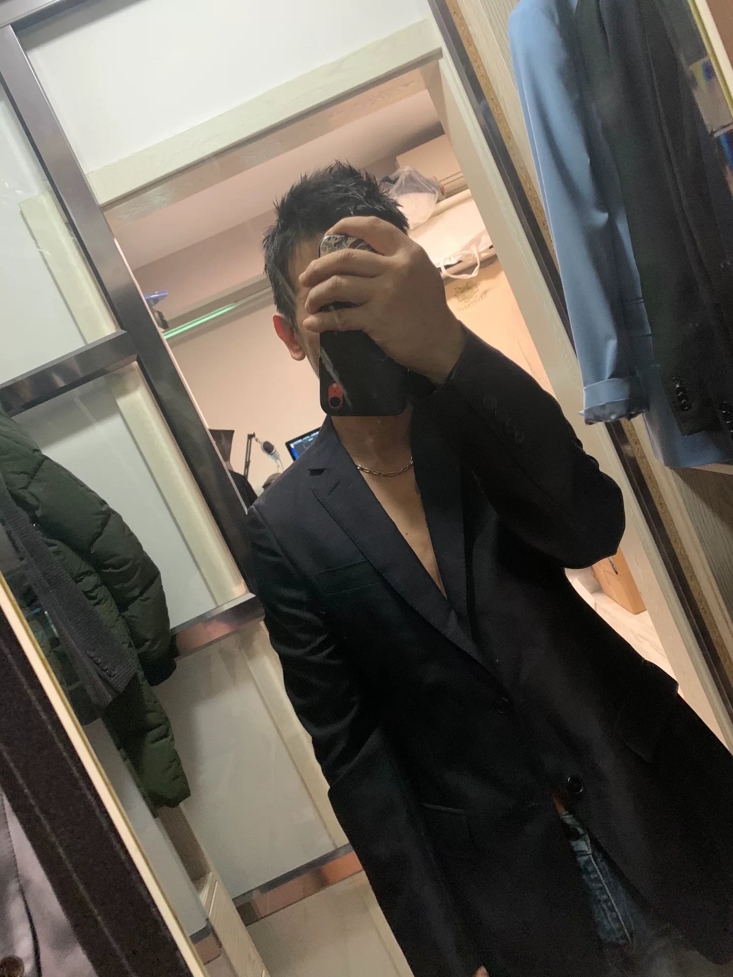 calvin klein navy wool blend blazer