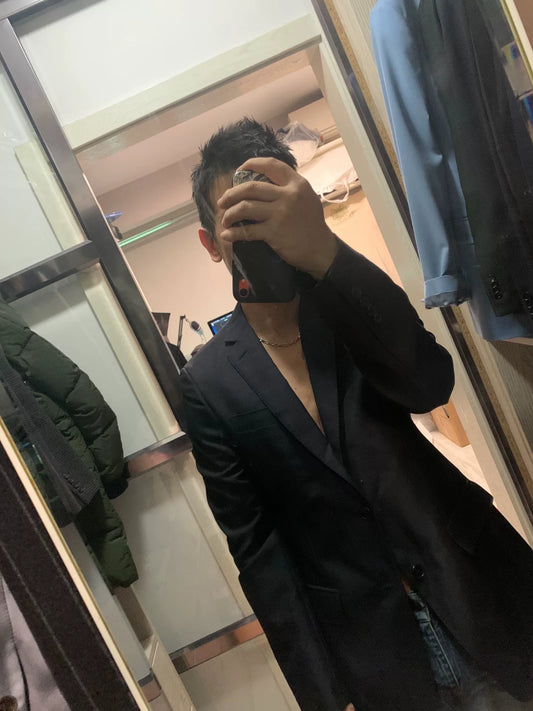 calvin klein navy wool blend blazer