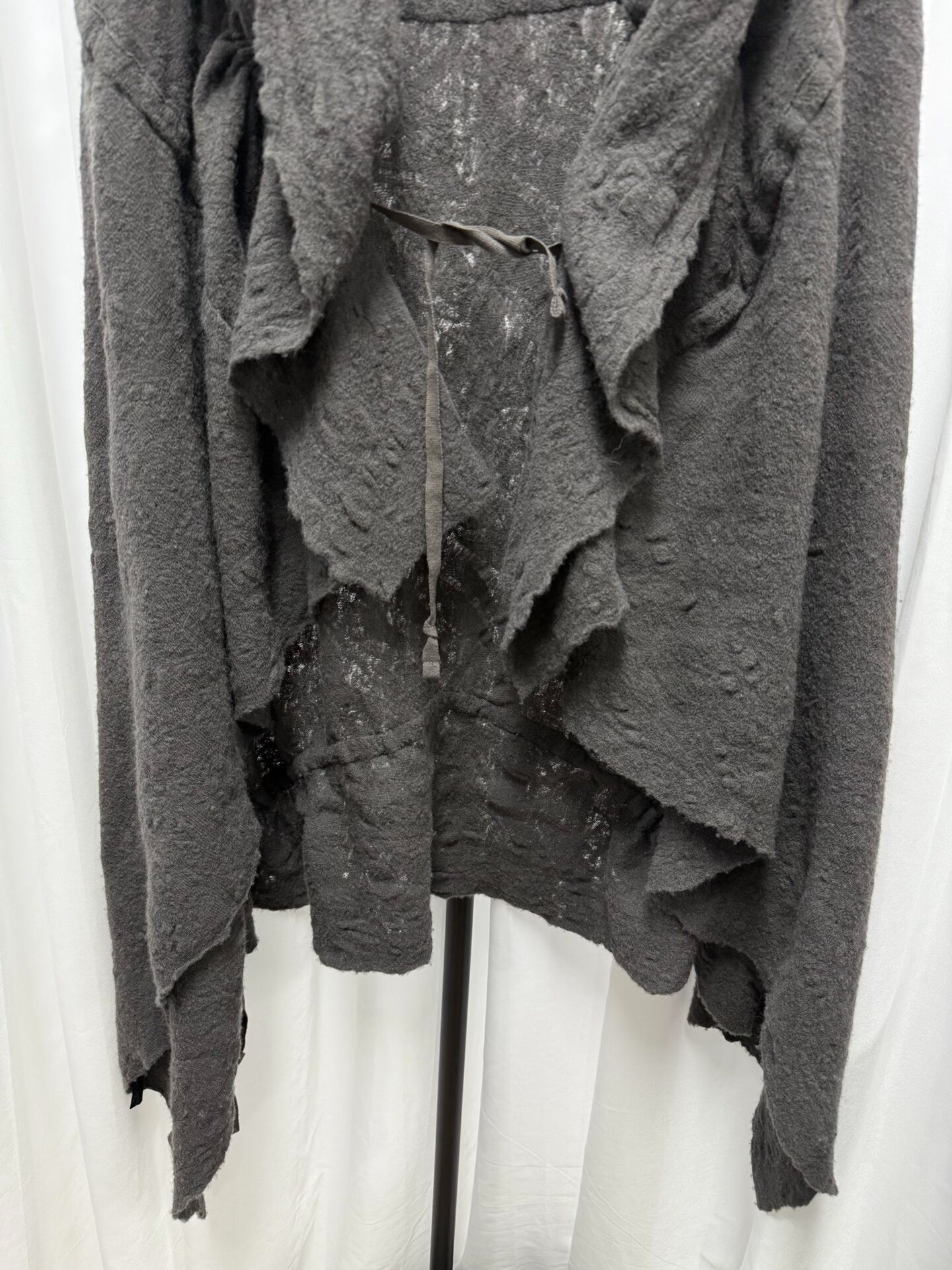 stylish gray wool cape with drawstring