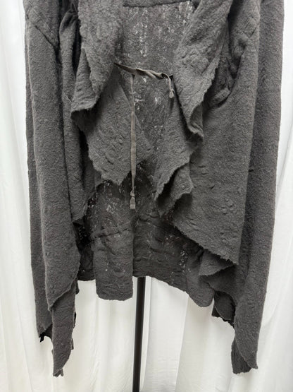 stylish gray wool cape with drawstring