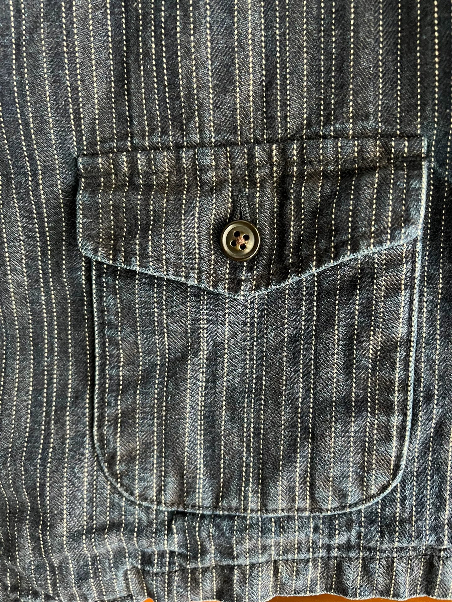 vintage blue striped work vest by KRM