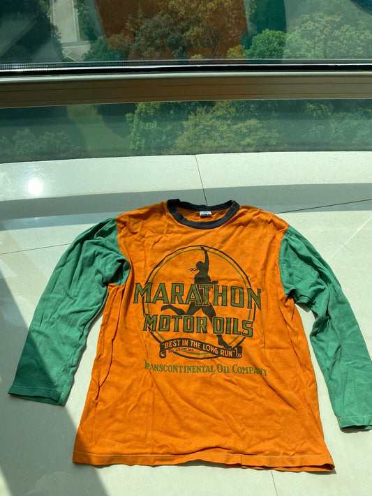 orange and green long sleeve skull shirt