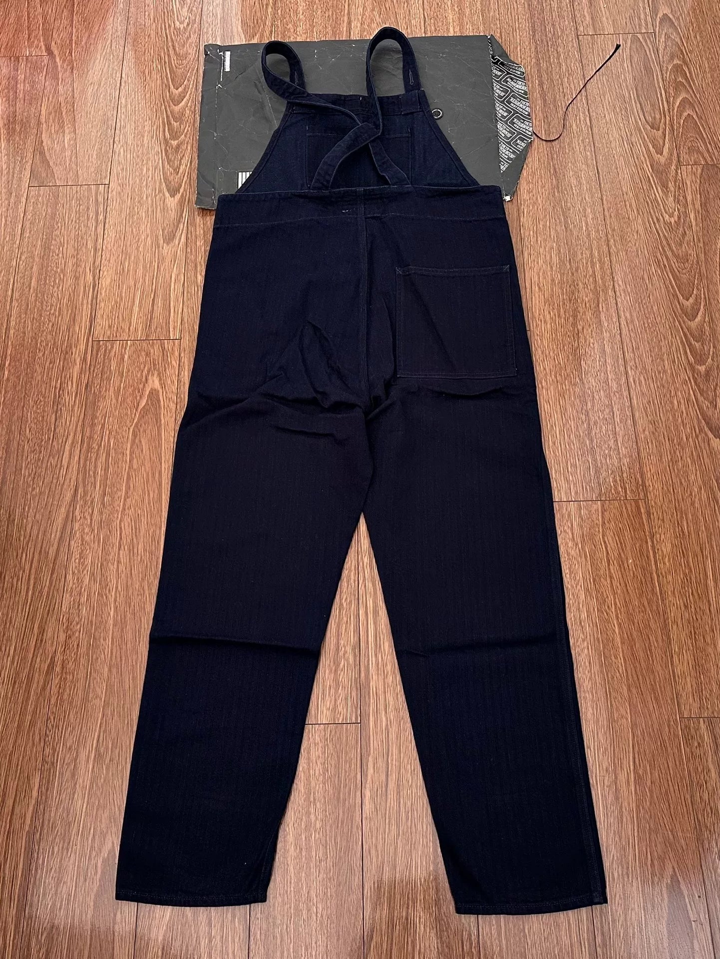 blue dye herringbone fabric overalls