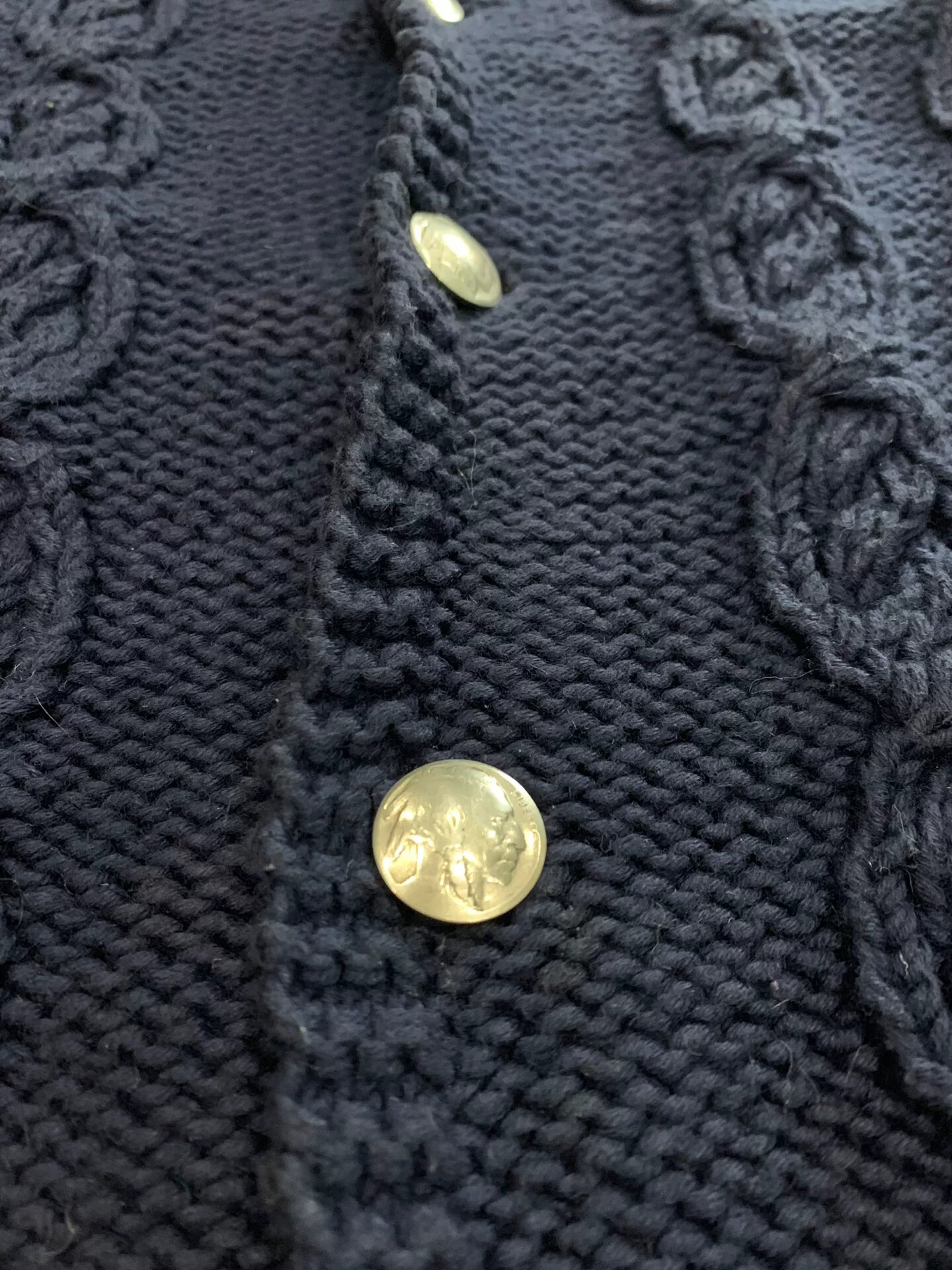 Visvim Navy Cable-Knit Cardigan