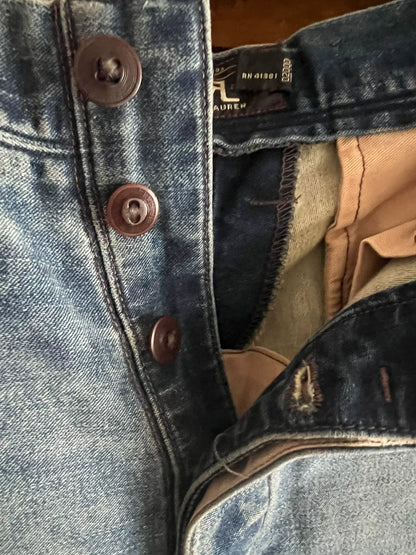 double rrl denim suspender pants