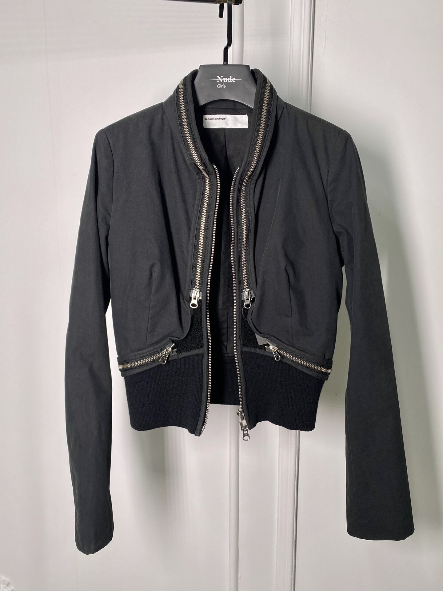 chic gray bomber jacket by hussein chalayan