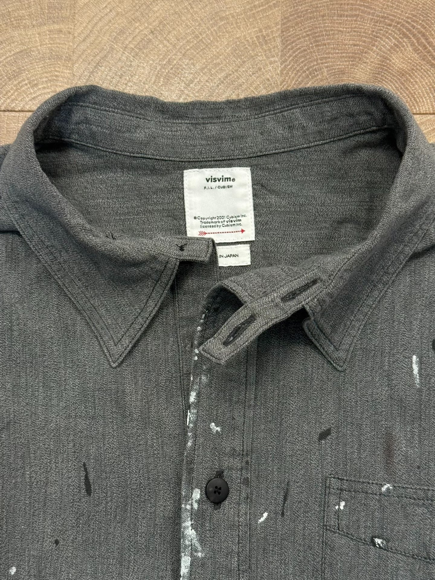 VISVIM 1910 P.O. Gray Paint Splatter Shirt