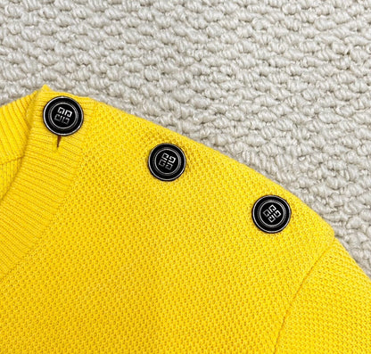 givenchy yellow embroidered logo knit sweater