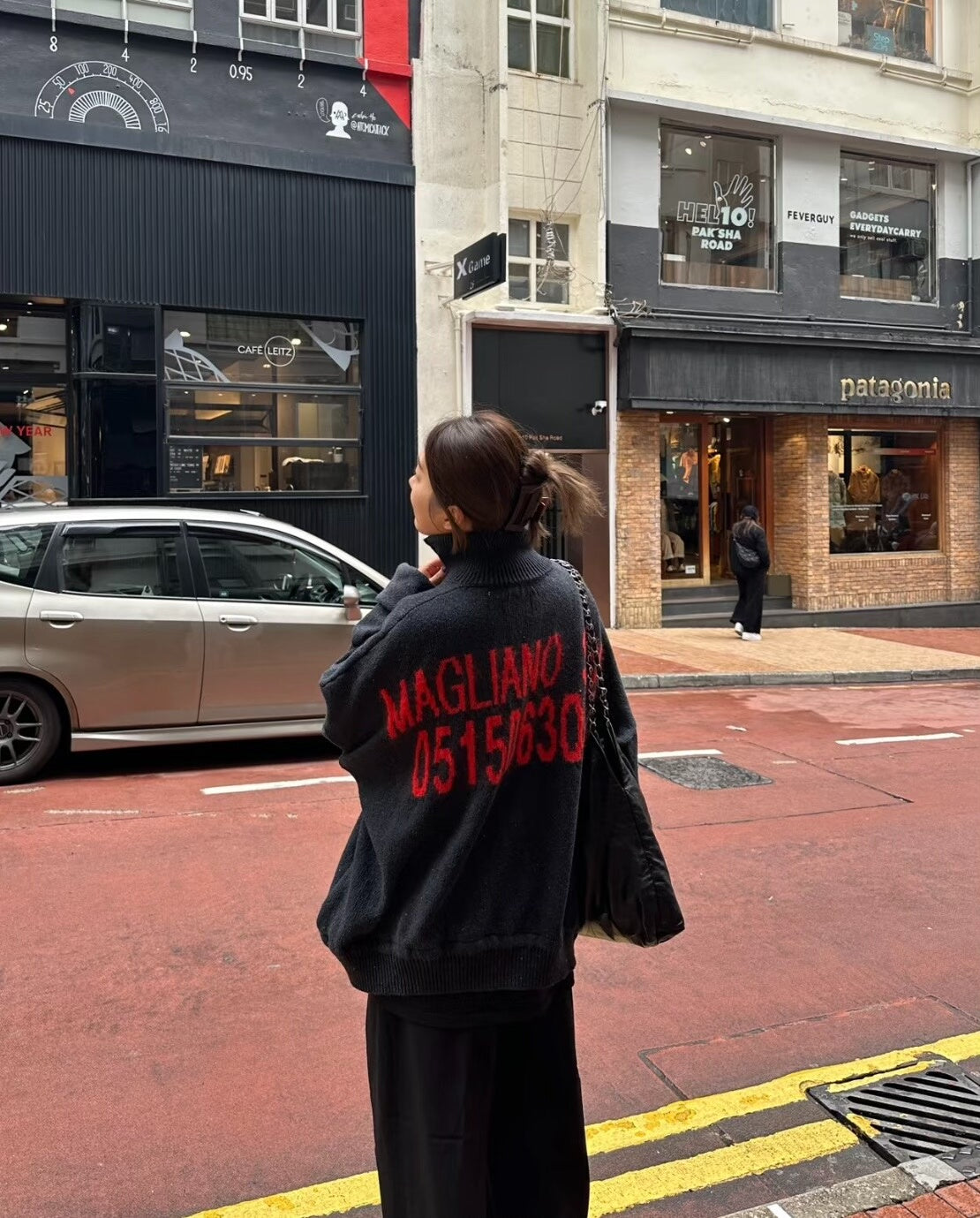 magliano red zip-up sweatshirt with high neck