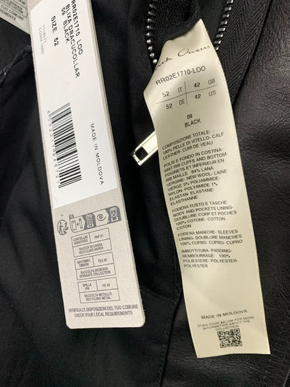 Rick Owens Black Leather Collared Jacket