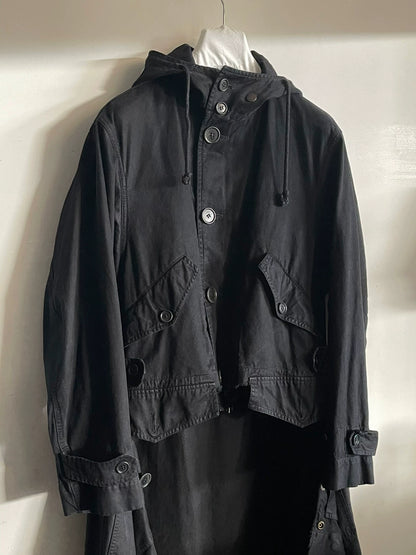 drapes trench coat with hoodie by dries van noten