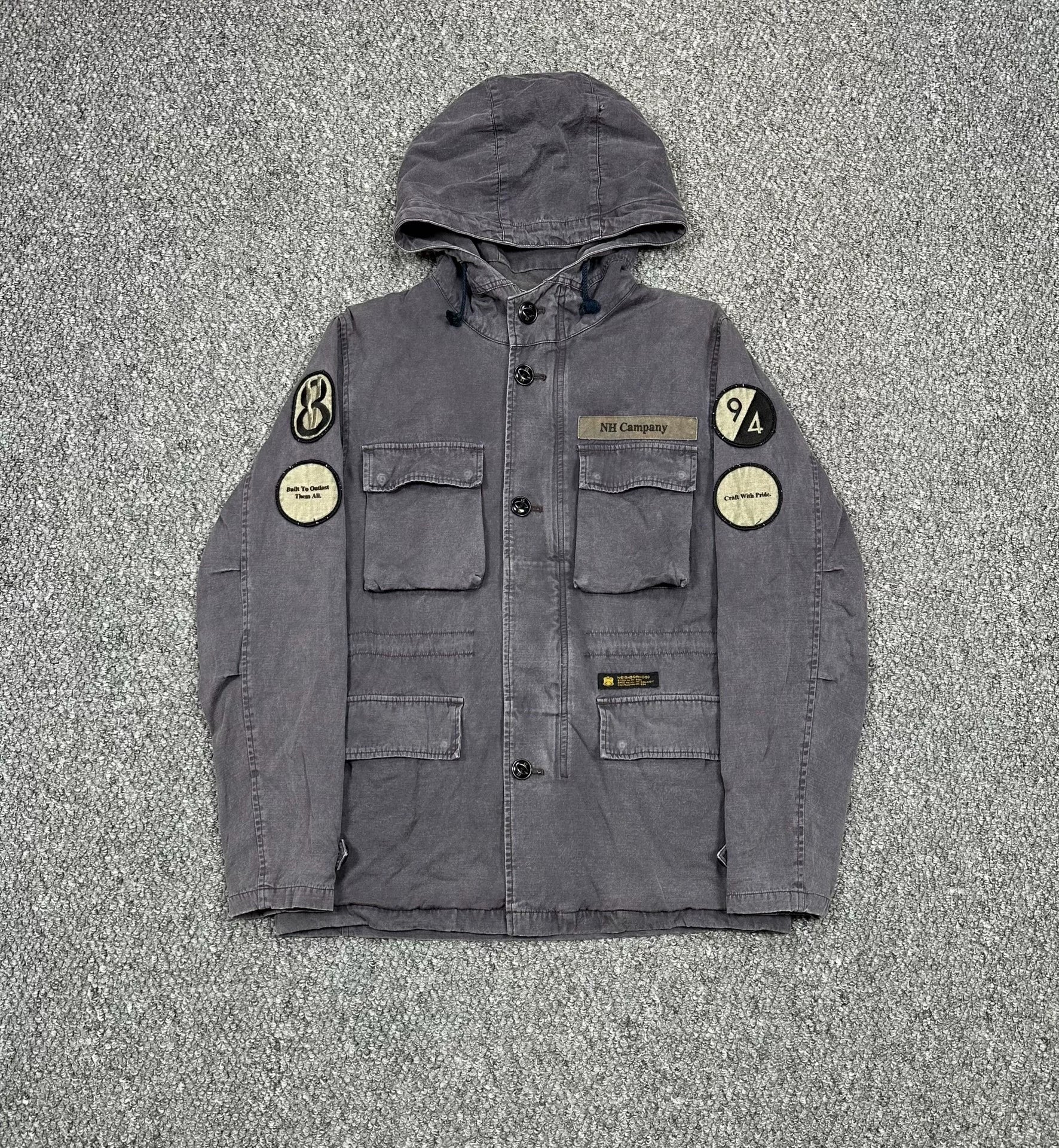 neighborhood 15ss m65 washed hooded jacket