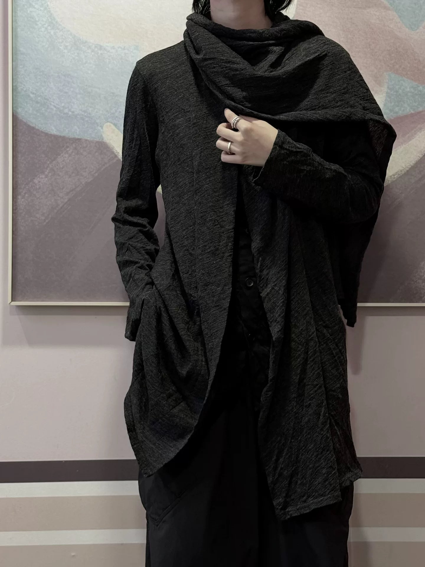 Yohji Yamamoto Wool Cardigan with Scarf