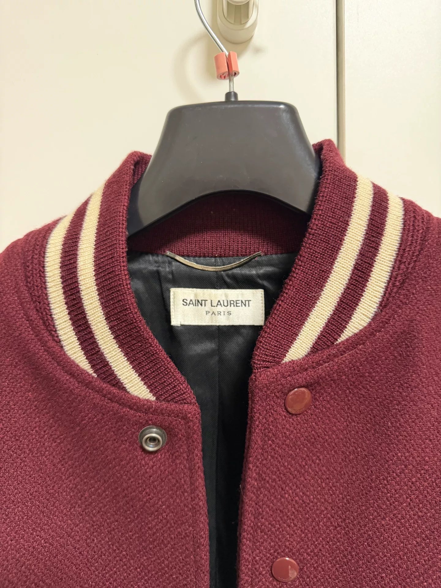 Saint Laurent Maroon Varsity Jacket