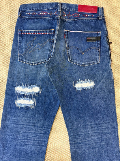 Levi's Fenom Crush Washed Distressed Rhinestone Jeans