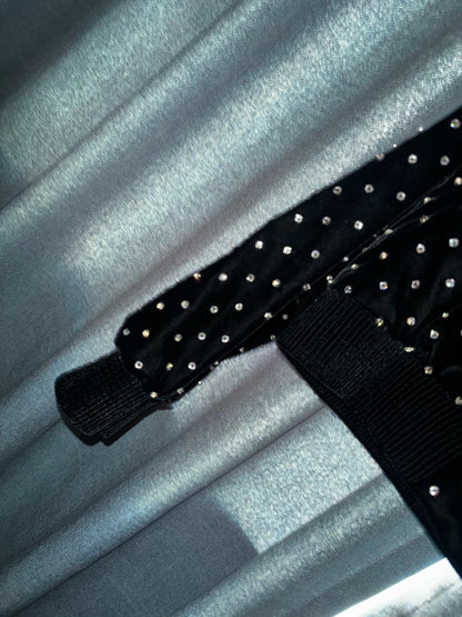 black velvet embellished bomber jacket