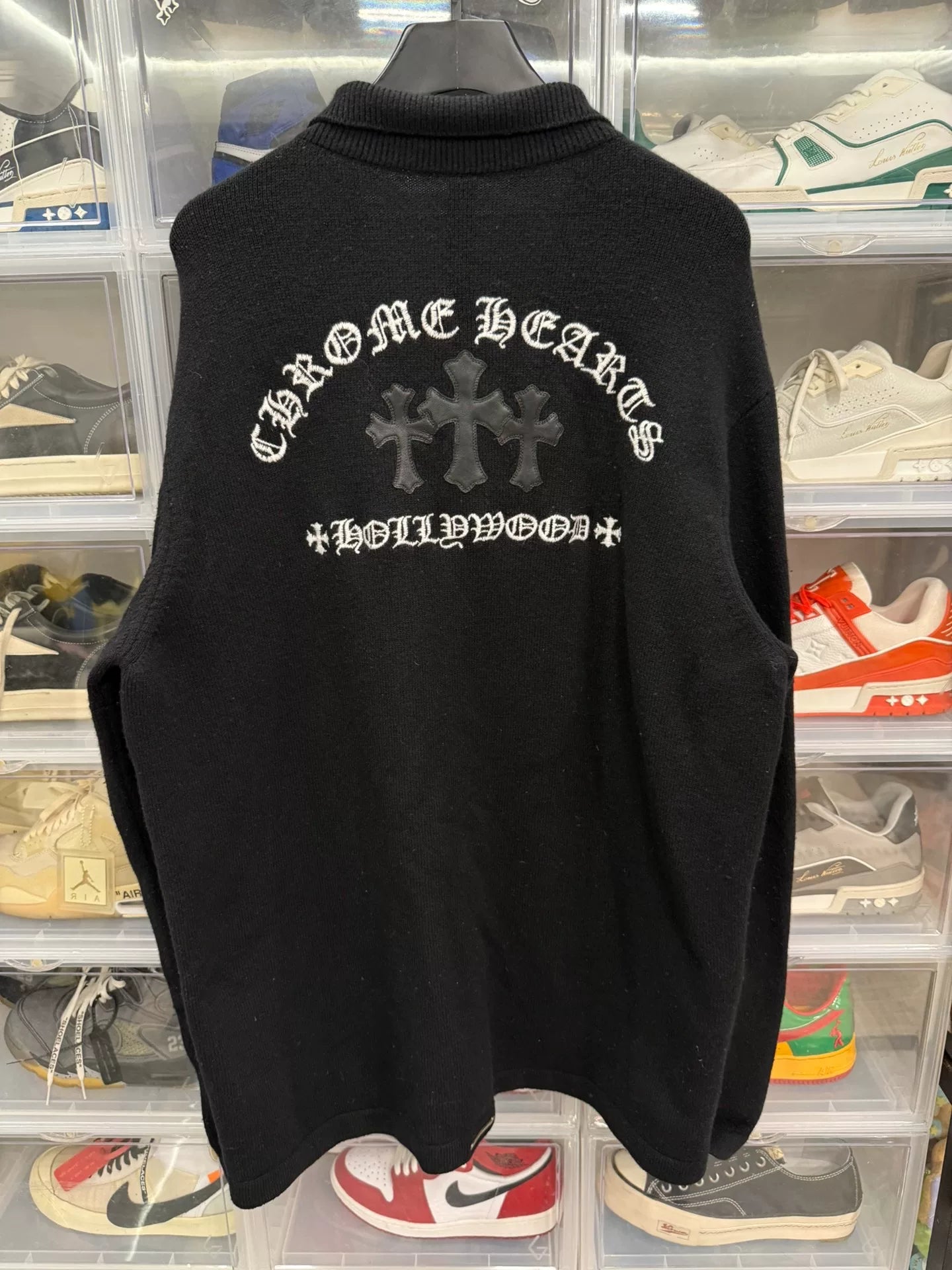Chrome Hearts Cross Leather Patch Cashmere Cardigan