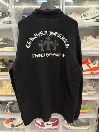 Chrome Hearts Cross Leather Patch Cashmere Cardigan