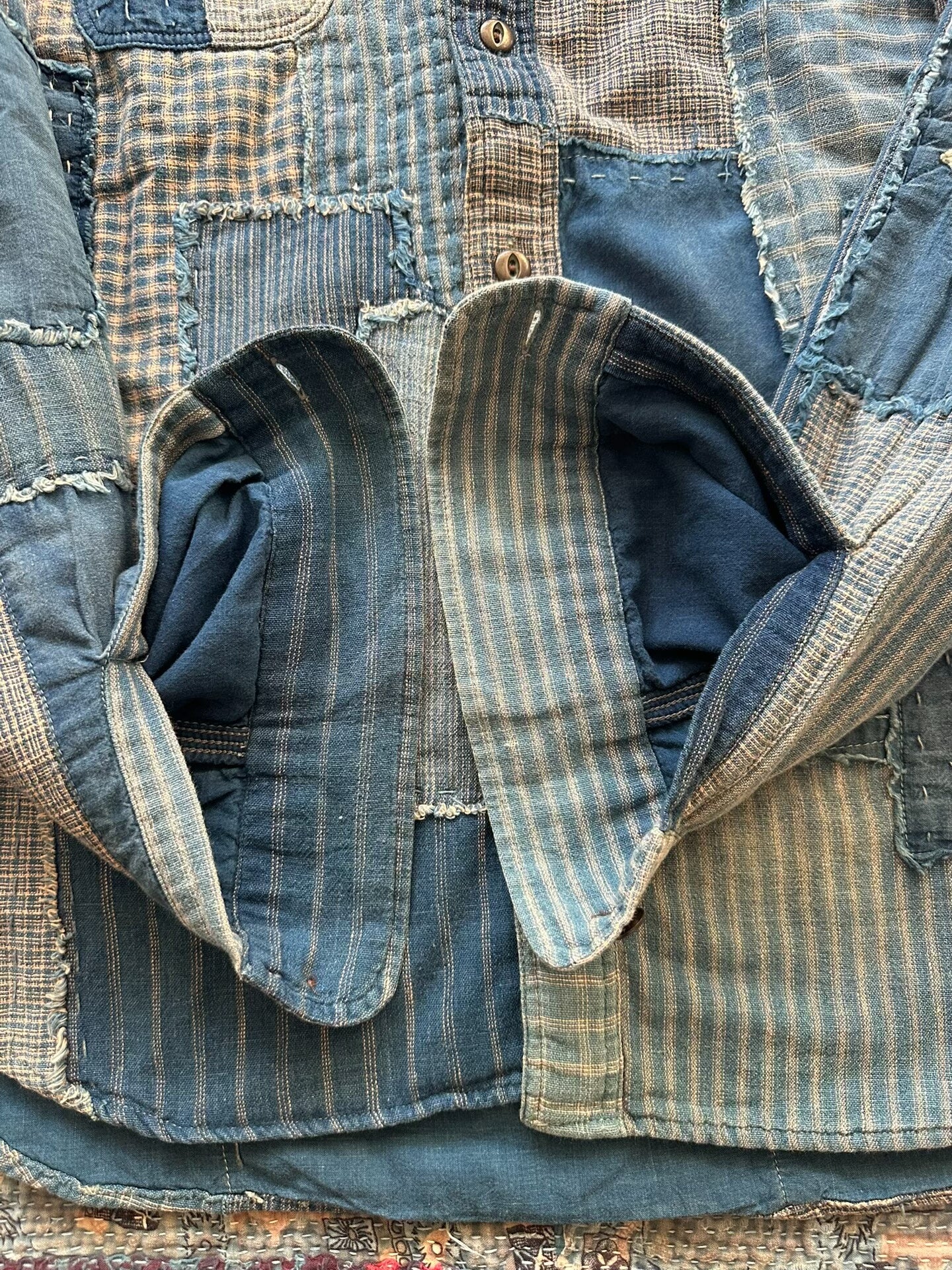 rrl blue dye patchwork shirt S size