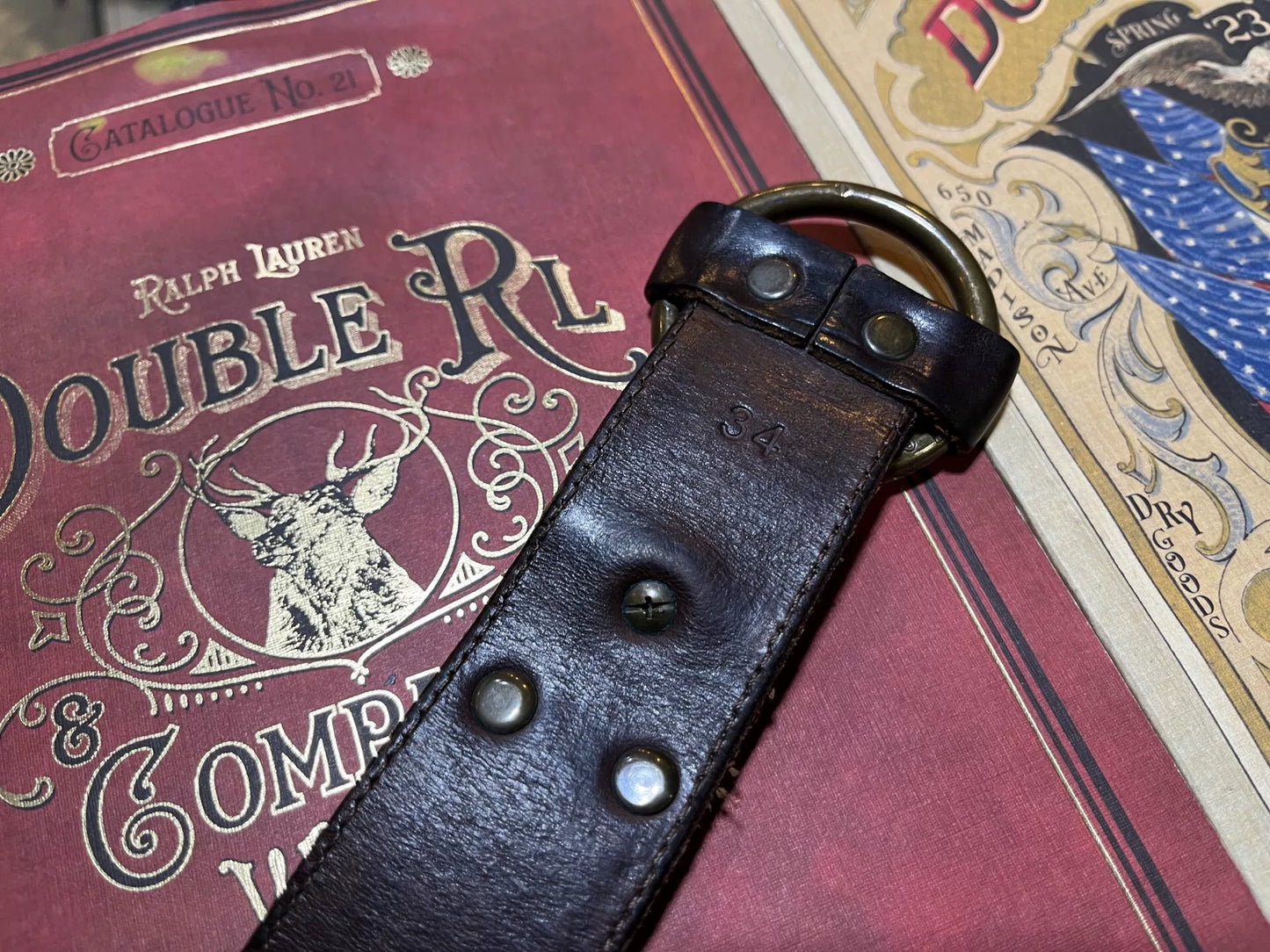 vintage rrl leather belt by ralph lauren