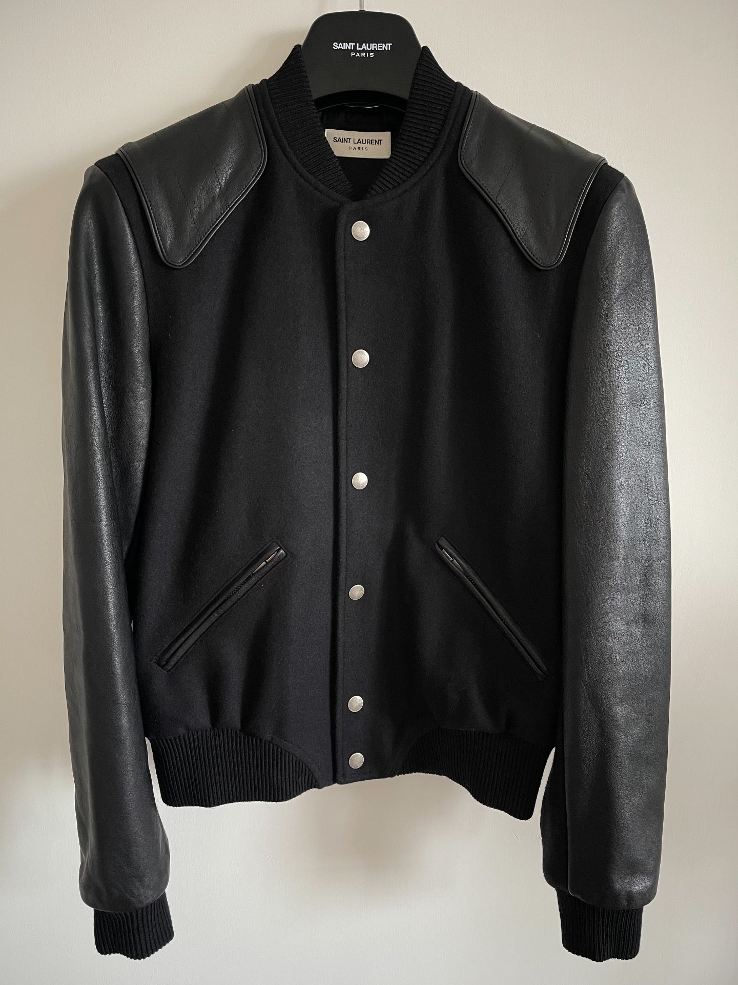 Saint Laurent Leather Sleeve HEAVEN Jacket