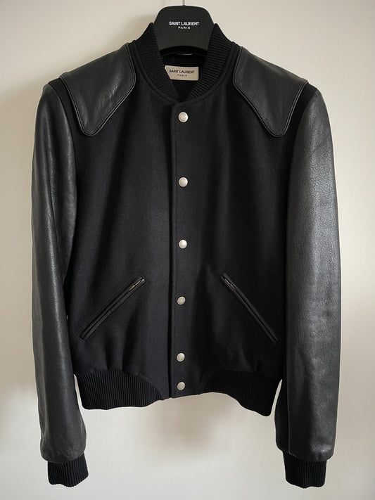 Saint Laurent Leather Sleeve HEAVEN Jacket