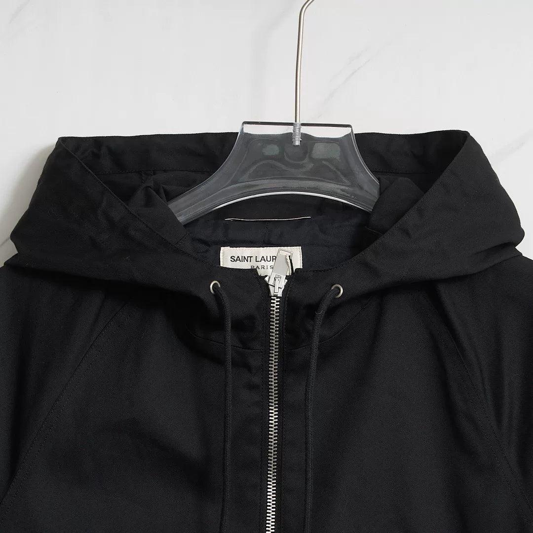 Saint Laurent Black Hooded Double-Zip Jacket