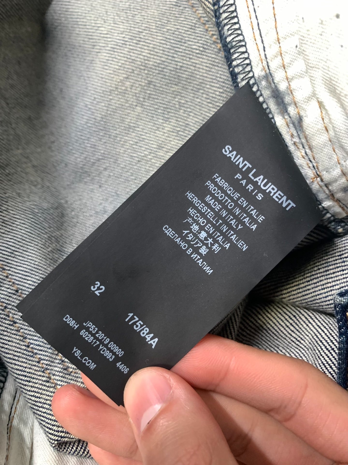 Saint Laurent Ripped Slim Low-Rise Jeans