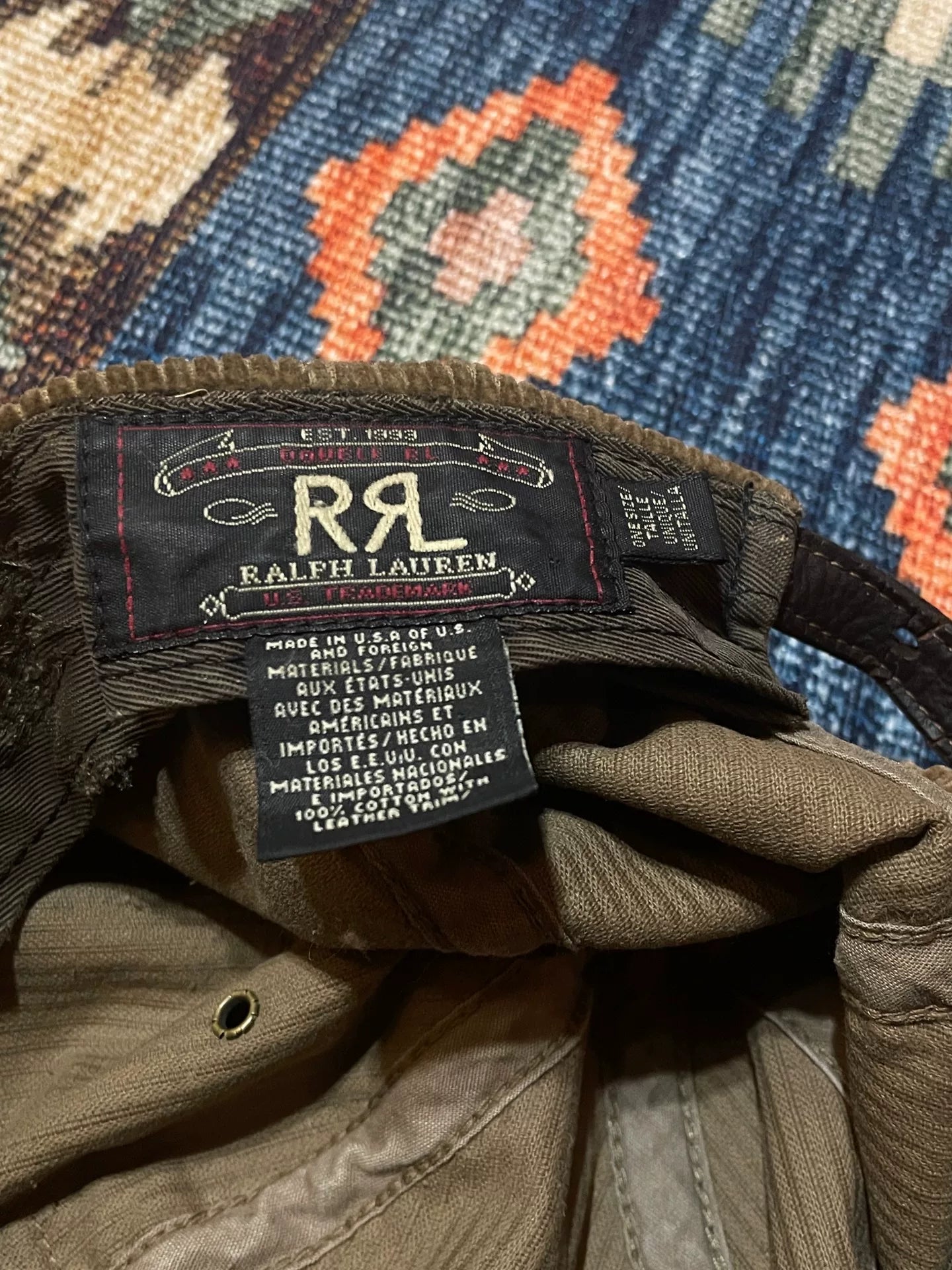 RRL Leather Brim Baseball Cap