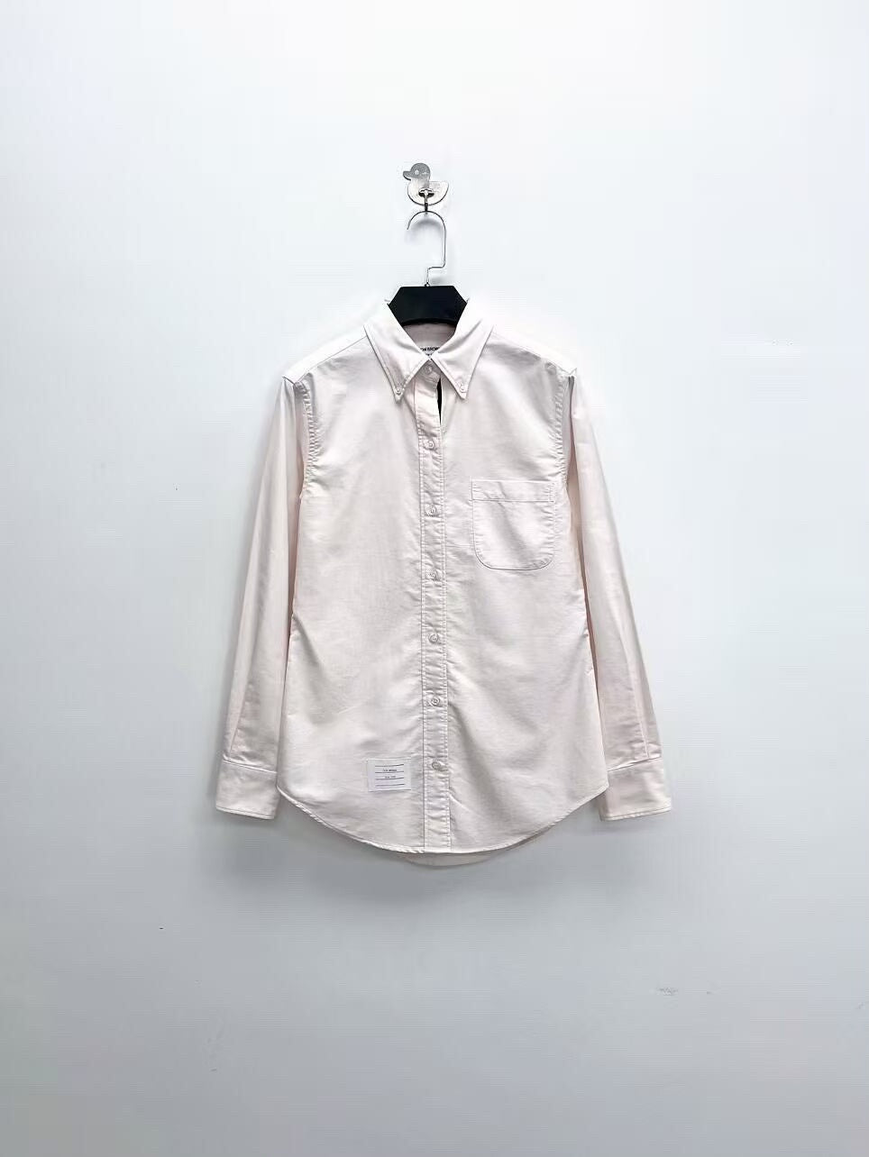 thom browne light pink oxford shirt jacket