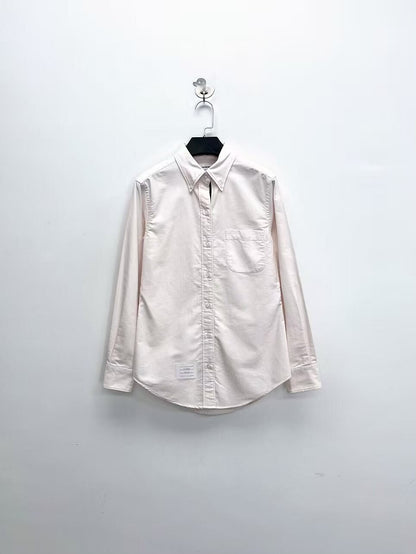 thom browne light pink oxford shirt jacket