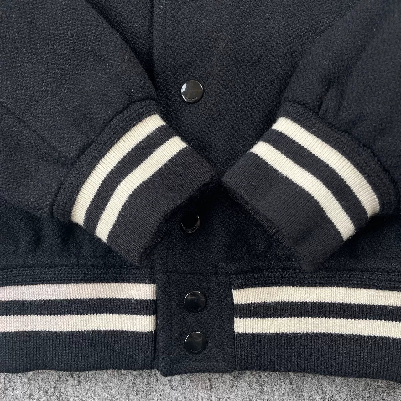 Saint Laurent Black Striped Varsity Jacket