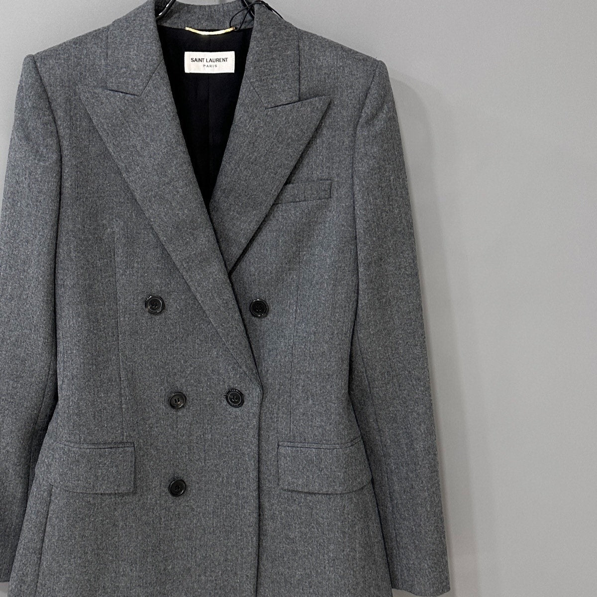 Saint Laurent Gray Double-Breasted Blazer