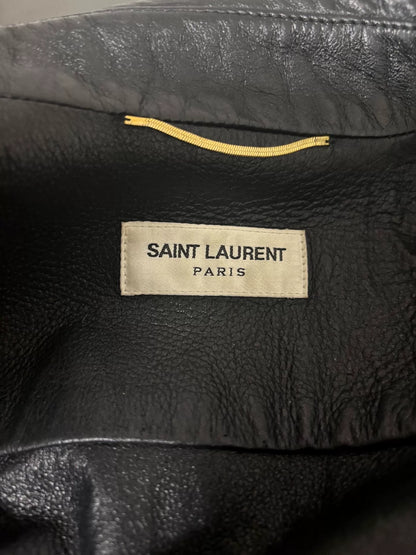saint laurent black leather utility jacket