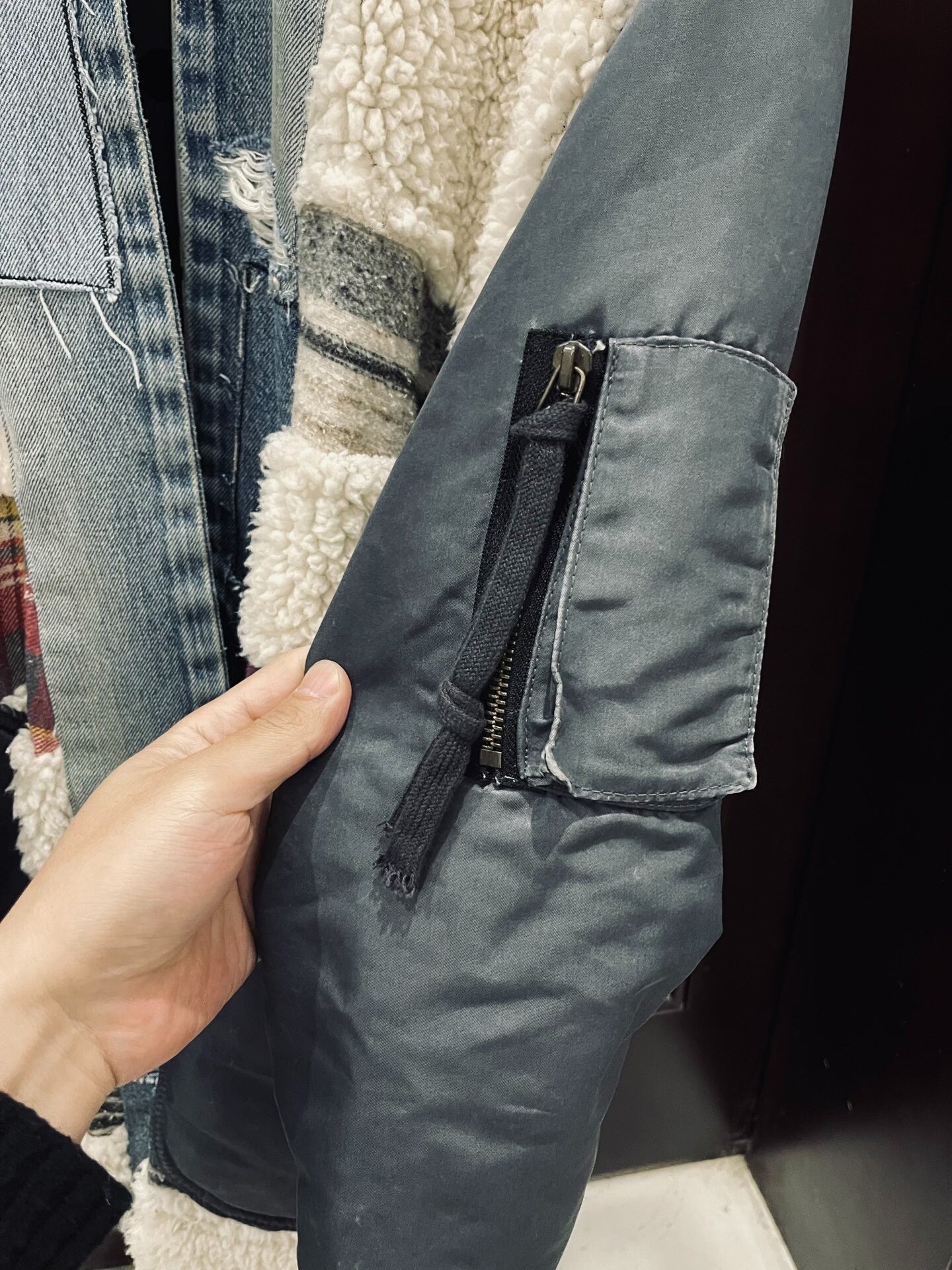 Greg Lauren Shearling Patchwork Robe