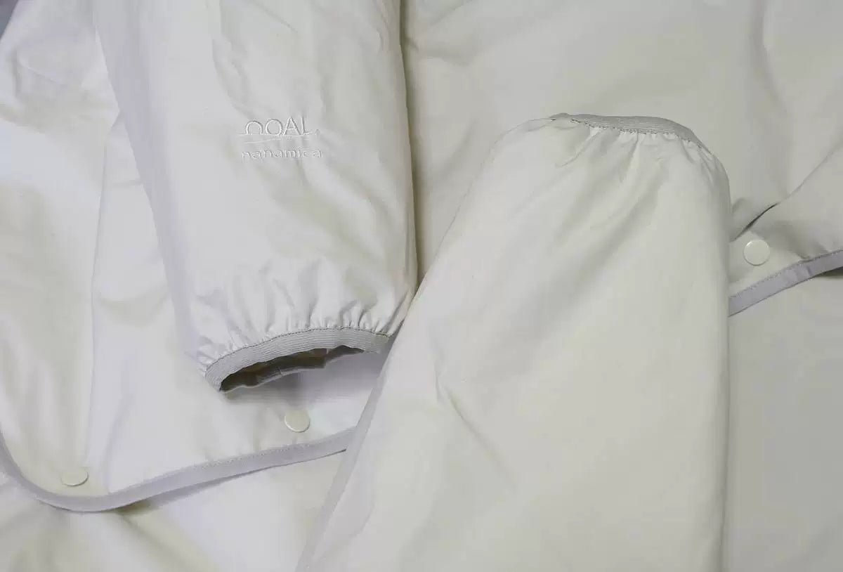 nanamica reversible down cardigan in ecru