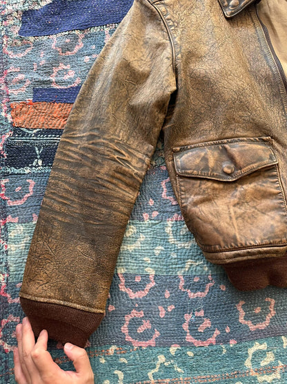 vintage ralph lauren worn leather jacket