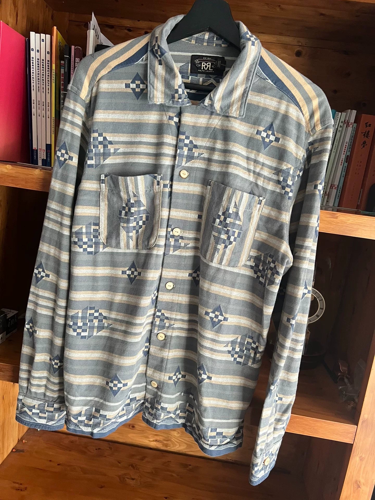 RRL Double RL Woven Camp Long Sleeve Shirt