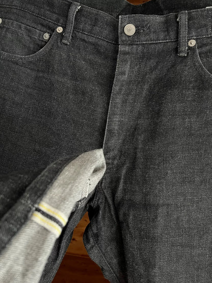 visvim black denim pants with colorful details