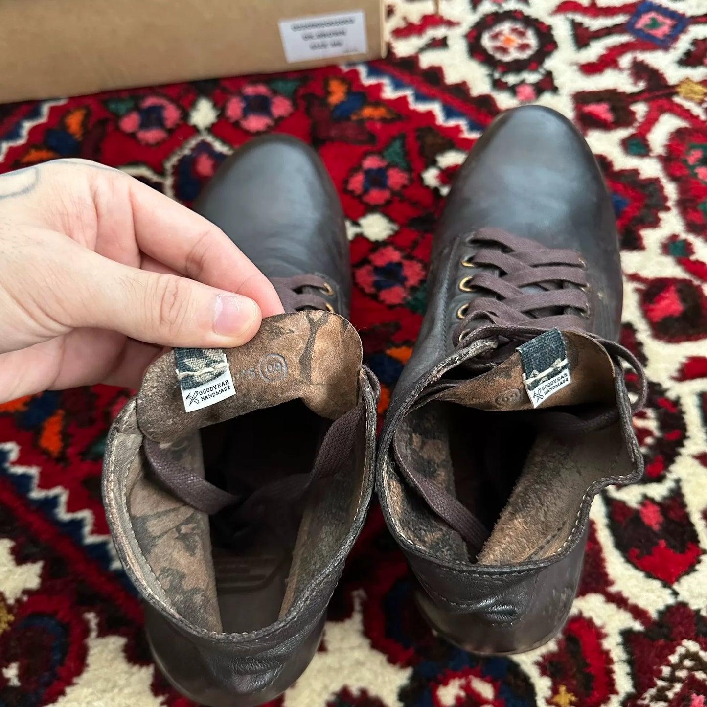 visvim brigadier boots in original mud dye