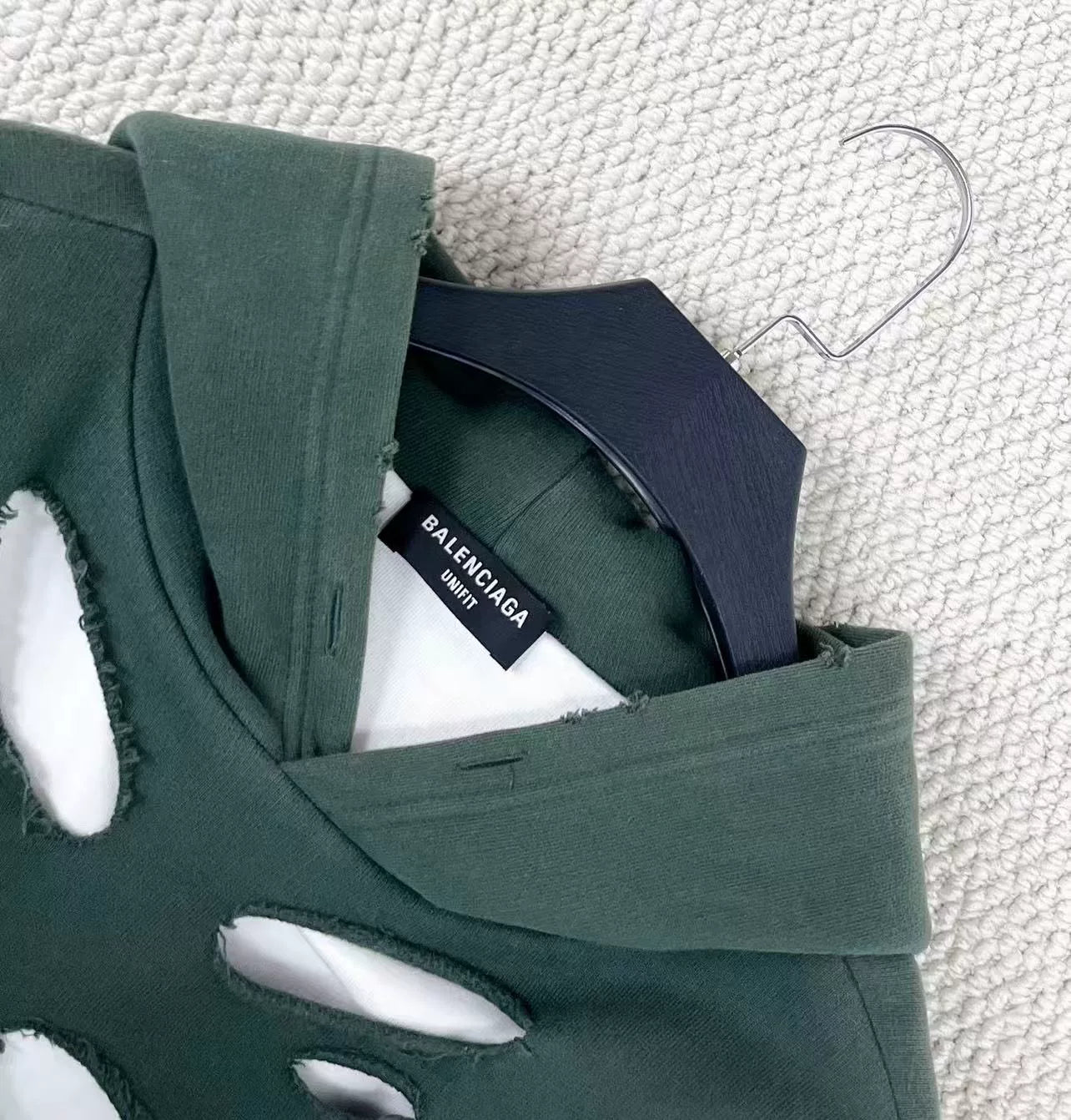 balenciaga distressed logo hoodie green