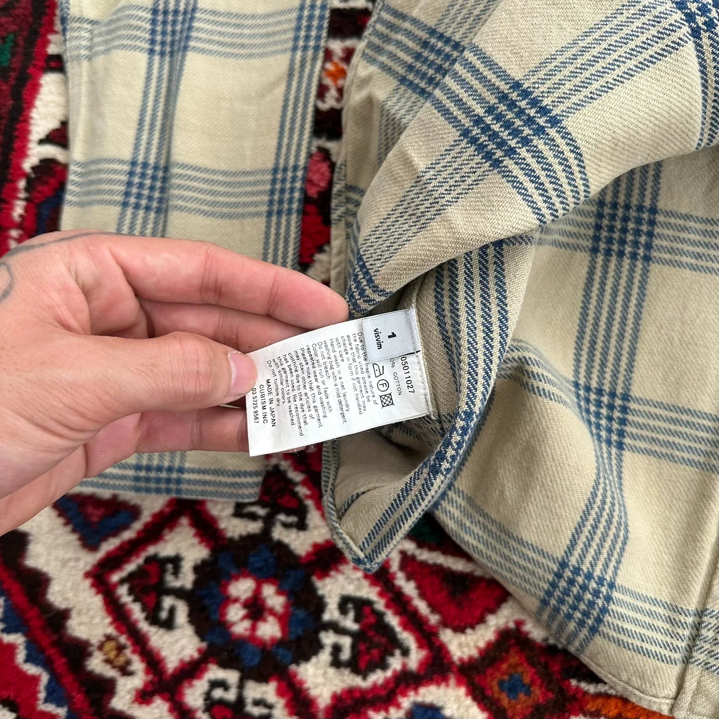 visvim indigo check long sleeve shirt