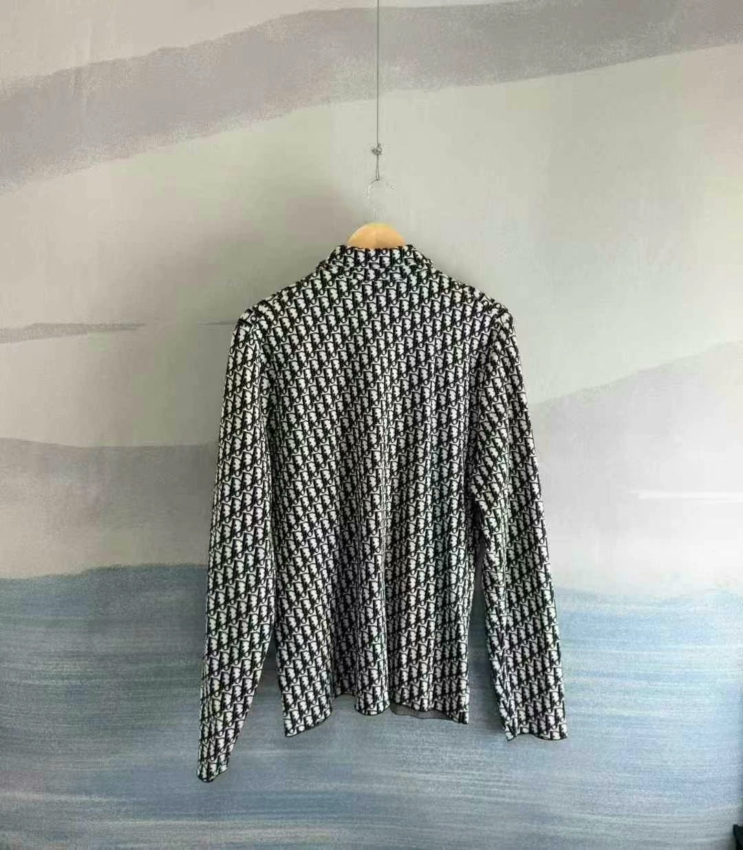 Dior Oblique Navy Cotton Long Sleeve Shirt