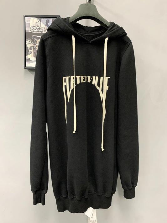 rick owens black embroidered logo hoodie